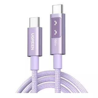 CHARGER CABLE (สายชาร์จ) UGREEN L509 ROBOT USB-C TO USB-C 100W - PURPLE