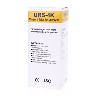 URS-4K แผ่นตรวจคีโตน ค่าPH ตรวจปัสสาวะ ตรวจกลูโคส ตรวจโปรตีนReagent Strips for Urinalysis100 ชิ้น/กล่อง