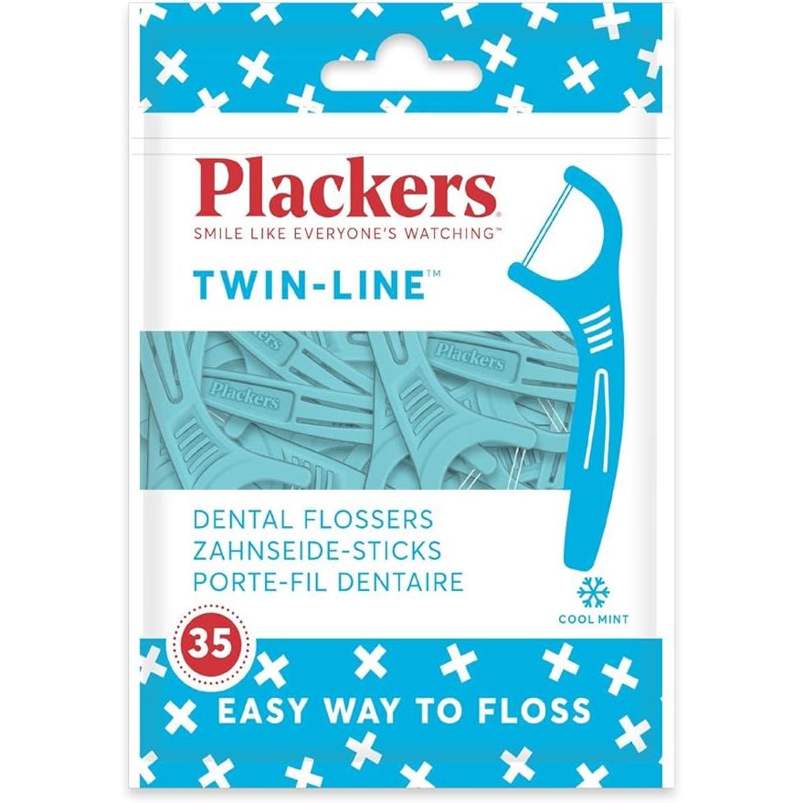 Plackers Flosser - Twin-Line  ไหมขัดฟันแบบมีด้ามจับ-เส้นคู่ (35 pcs)