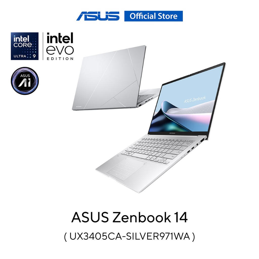 ASUS Zenbook 14 (UX3405CA-SILVER971WA) 14" 3K OLED, INTEL ARL H Core Ultra 9, 32GB, 1TB SSD, W11