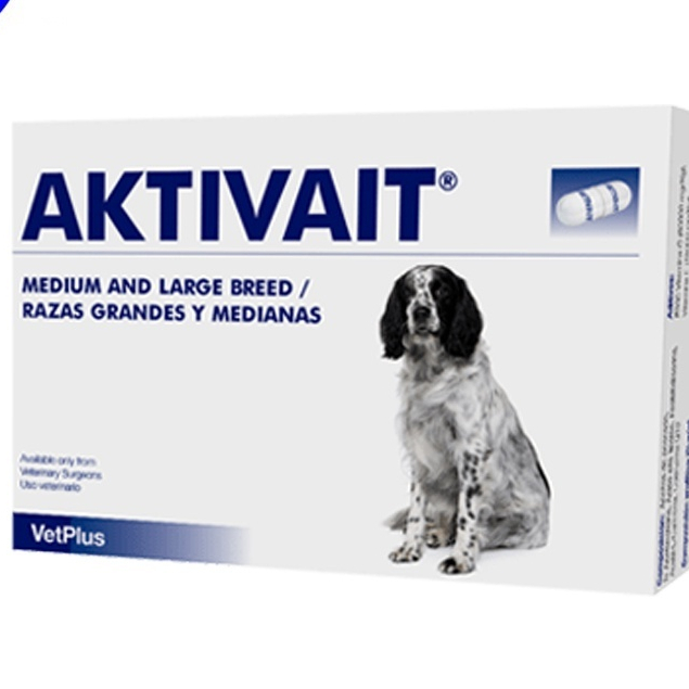 AKTIVAIT Medium & Large Breed( วิตามินบำรุงสมองและระบบประสาท สำหรับสุนัข  บรรจุ 60 แคปซูล