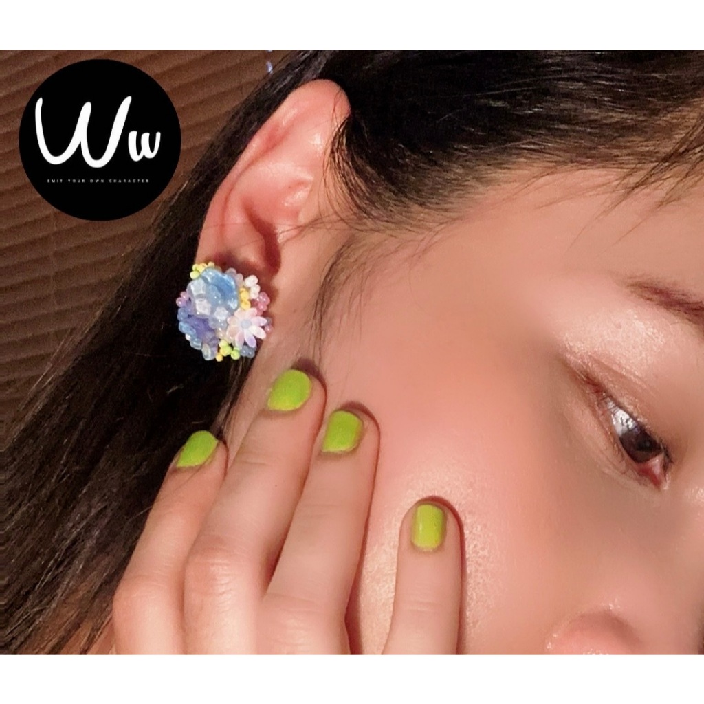 ตุ้มหู ต่างหู ลูกปัด ดอกไม้ น่ารัก เครื่องประดับ พร้อมส่ง