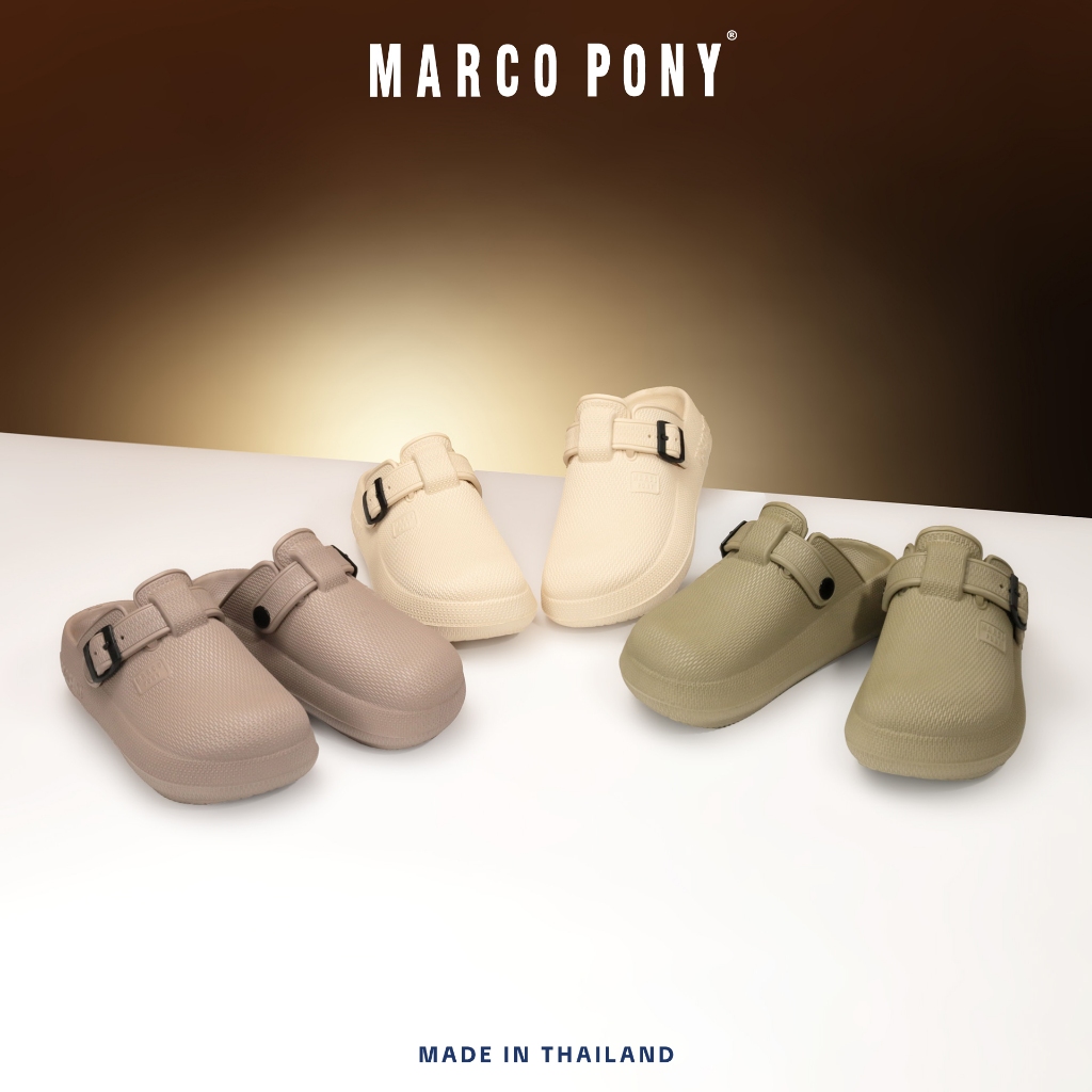 Marco Pony รองเท้าเปิดส้น รองเท้าแบบสวม สไตล์มินิมอล EVA กันน้ำ พื้นนิ่ม เสริมความสูง Size 36-41 รุ่น MH9029