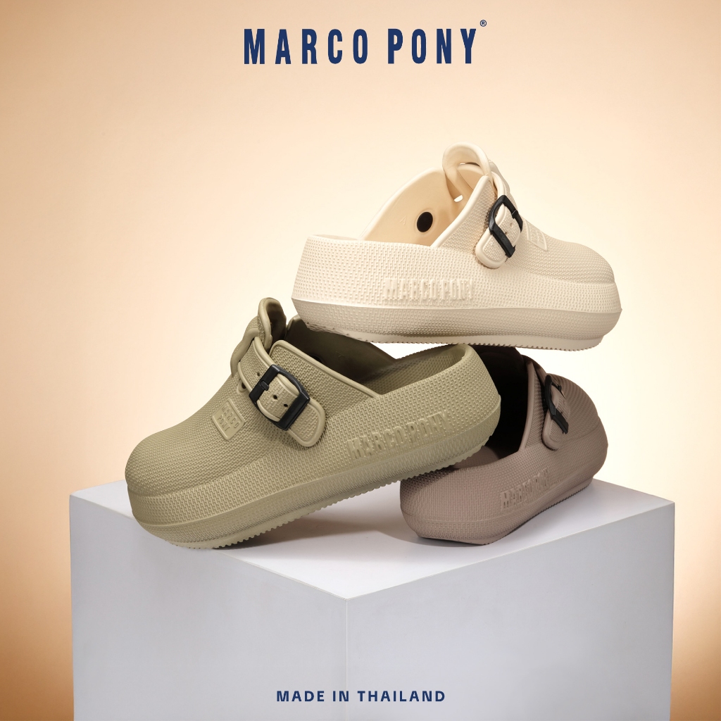 Marco Pony รองเท้าเปิดส้น รองเท้าแบบสวม สไตล์มินิมอล EVA กันน้ำ พื้นนิ่ม เสริมความสูง Size 36-41 รุ่น MH9029
