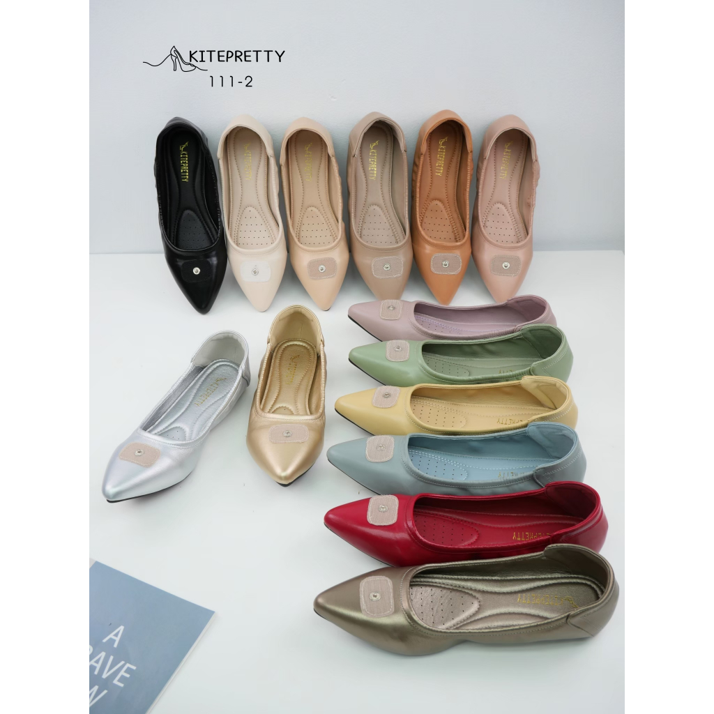 * สินค้าพร้อมส่งค่ะ * 111-2 (เฉพาะตัวรองเท้า) รองเท้าแฟลตชู แพทเทรินสวมใส่สบาย