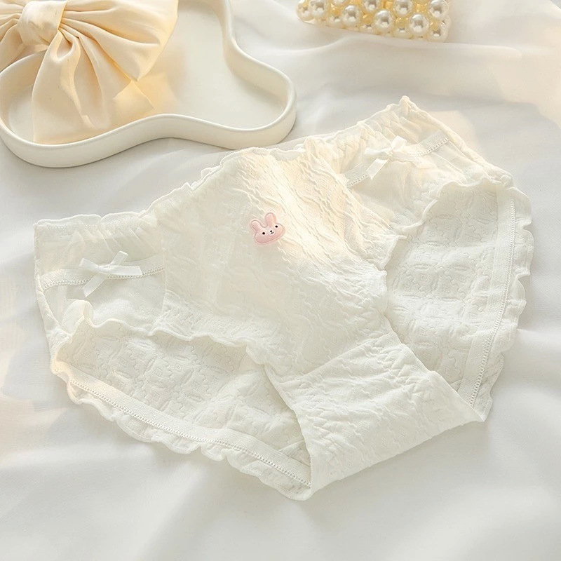 E69 กางเกงในน่ารัก เซ็ตพื้นมีโบว์ ใส่สบาย มีหลายลายให้เลือก พร้อมส่ง