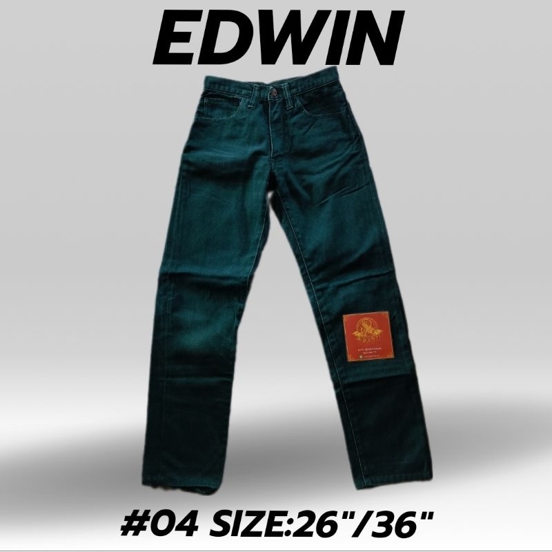 กางเกงยีนส์Edwinสีเขียวมือสองญี่ปุ่น#04
