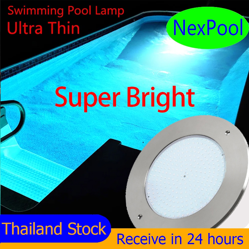 【Super Bright】Ultra-Thin LED Swimming Pool Light Stainless Steel Underwater Pool Lights โคมไฟสระว่าย