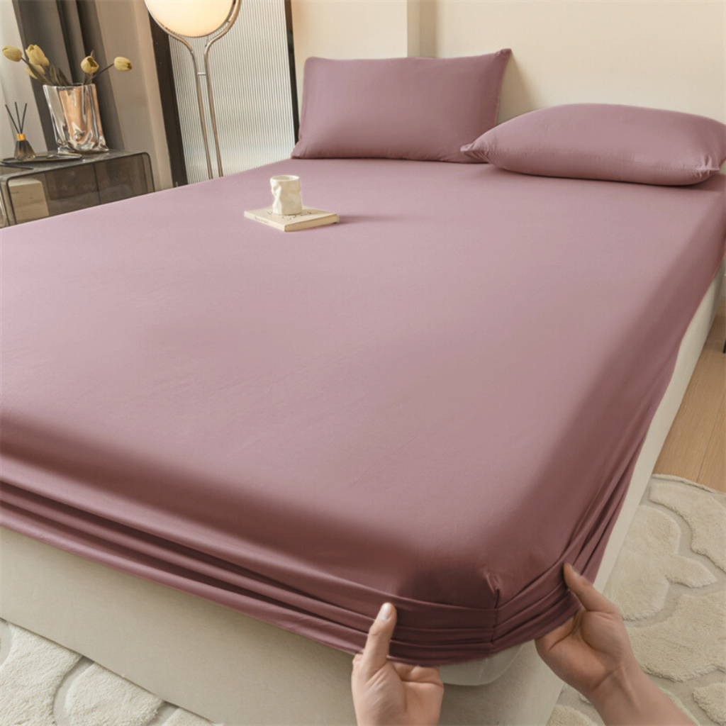 ผ้าปูที่นอนสีพื้น5ฟุต เฉพาะผ้าปูที่นอน สฺูง12นิ้ว เนื้อนุ่มสบาย ระบายอากาศดี ยางยืดความยืดหยุ่นสูง 360 องศา ราคา ถูกที่สุด ดีลบีเคเค แกลเลอรีภาพที่ 7