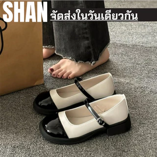 🚚การจัดส่งในประเทศไทย-รองเท้าหนังขนาดเล็กสำหรับผู้หญิง รองเท้าส้นเตี้ยววินเทจ รองเท้าเลอฟูสไตล์เกาหล