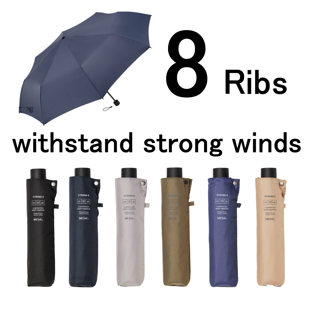 [Waterfront official brand store] Strong 8 folding umbrella 60cm withstand strong winds