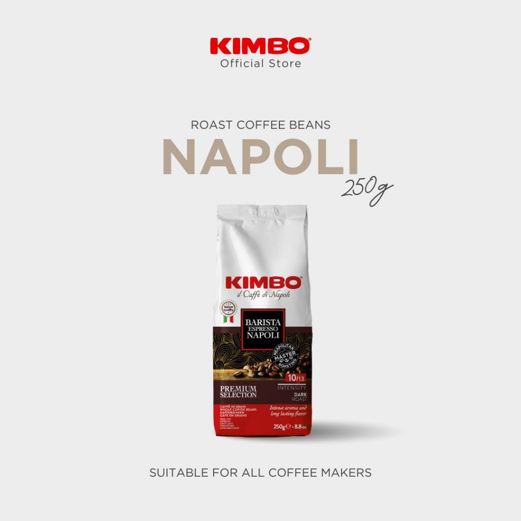KIMBO Coffee Beans ESPRESSO NAPOLI เมล็ดกาเเฟเเท้คั่ว คิมโบ เอสเปรสโซ นาโปลี 250g (Imported from ITALY)