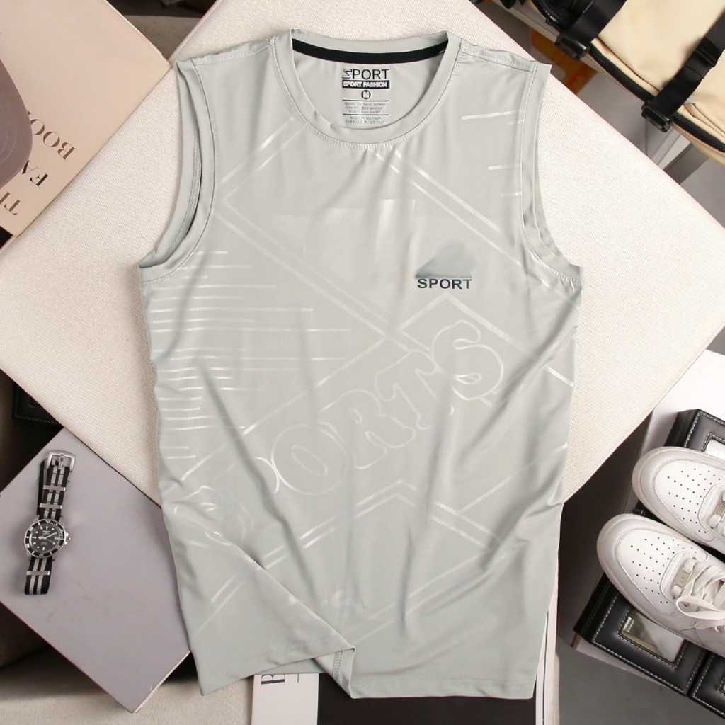 เสื้อกีฬาสกรีนSPORT ผ้านุ่มลื่น ใส่สบาย แขนกุด มีไซ M L XL XXL 3XL