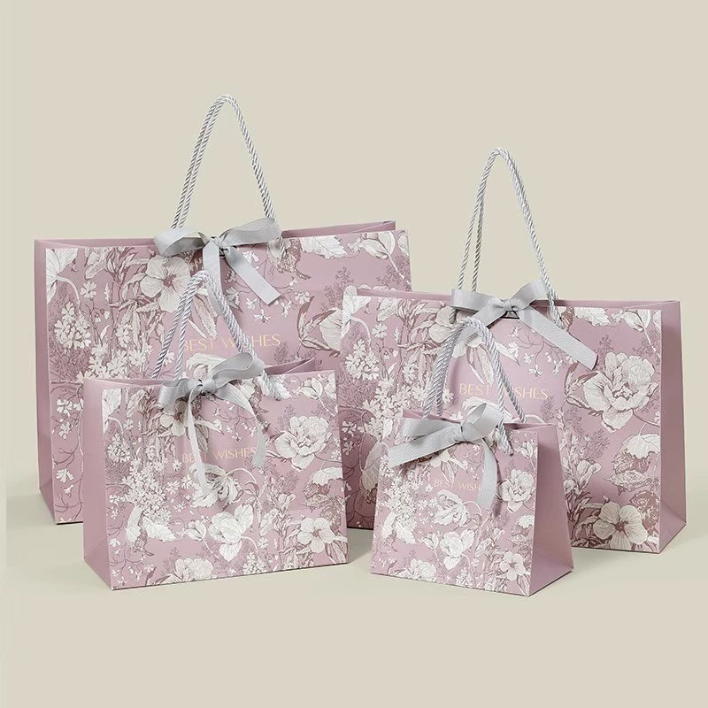 พร้อมส่ง ถุงของขวัญ ถุงพรีเมี่ยม Best Wishes ถุงกระดาษ ขายเป็นใบ หูหิ้วเชือก งานพิมพ์เรียบลาย3มิติ