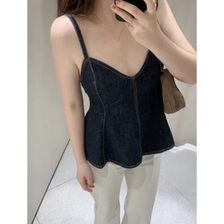 (พร้อมส่ง) เสื้อสายเดี่ยวผ้ายีนส์รุ่น 5010 TAG WG.WE 🇰🇷