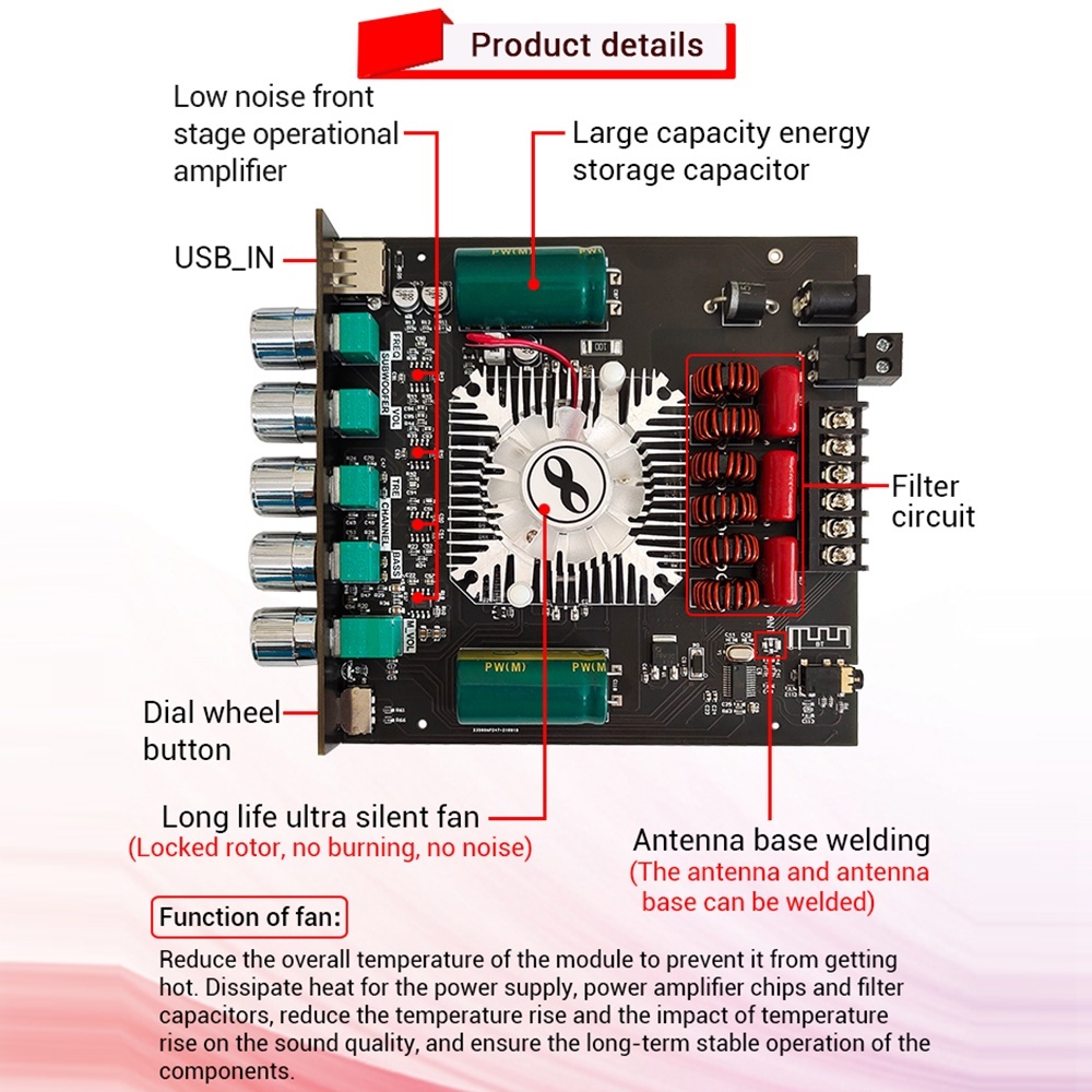 【มาถึง 1-3 วัน】แอมป์จิ๋วbluetooth ZK HT21 2*160W TDA7498E พัดลมระบายความร้อนในตัว ซับวูฟเฟอร์เครื่องขยายเสียง ระบบ 2.1ch