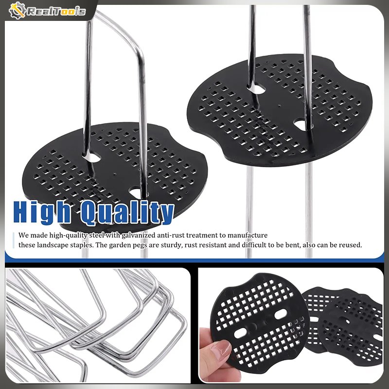 💥จัดส่งที่รวดเร็ว💥50หมุดยึด ชิ้นหมุดยึด U ผ้าคลุมดิน+แผ่นยางพลาสติกยึดหมุด