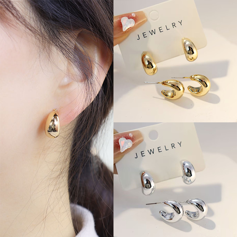 ต่างหูทอง earring ตุ้มหูห่วง สําหรับผู้หญิง ประเภทซี ต่างหูห่วง หรูหรา jewelry accessories สําหรับผู้หญิง 92.5%เข็มเงิน