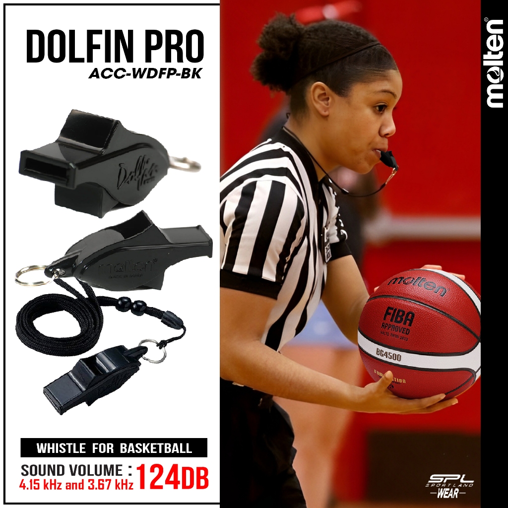 MOLTEN นกหวีด Dolfin Pro Whistle ACC-WDFPBK-BK(620)