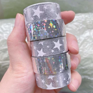 💫🪄พร้อมส่ง!เทปสติ๊กเกอร์ดาวเงิน 15mm DIY สำหรับตกแต่ง ยาว2m น่ารักมาก