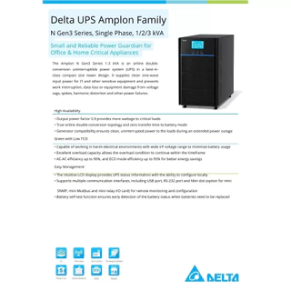 [สินค้าพร้อมส่ง] Delta UPS N Gen 3 Series 3000VA/2700W เครื่องสำรองไฟ [NX-3kVA]