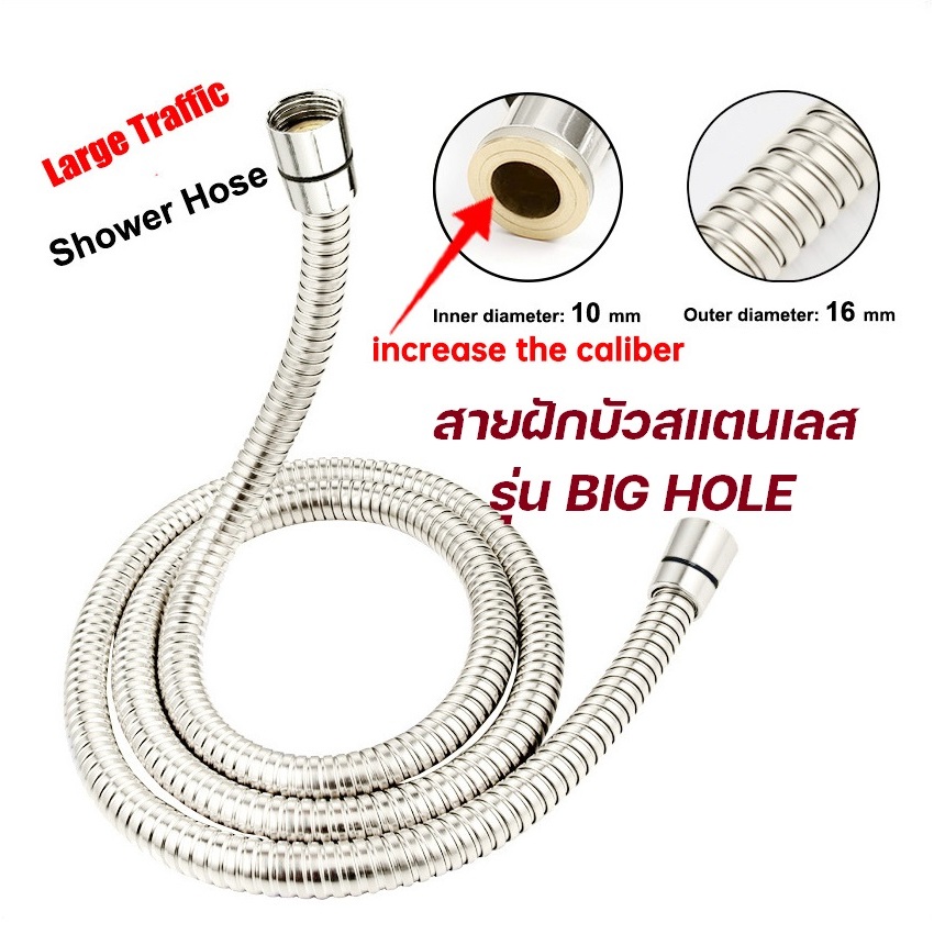 สายฝักบัวสแตนเลสขนาด1.5เมตร รุ่นBig Hole