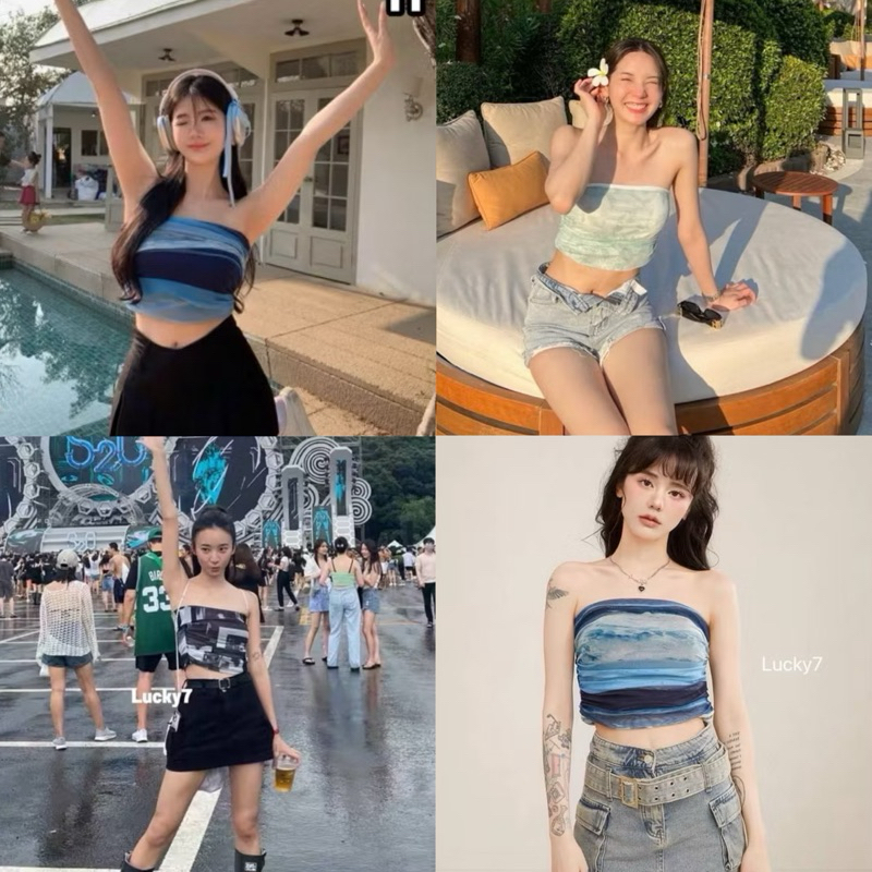 BY IRA (313) Jenni Tube Top เกาะอกพาสเทล สีสันสดใสเก๋ได้ทุกทริป