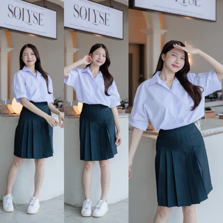 กระโปรงนักเรียนทรงแคบ สีกรมเข้ม-สีดำ ผ้าดีวาย ความยาว 22 - 26” เอว 23-32 “ทรงสวย รีดง่าย มีกระเป๋าลับใส่โทรศัพท์