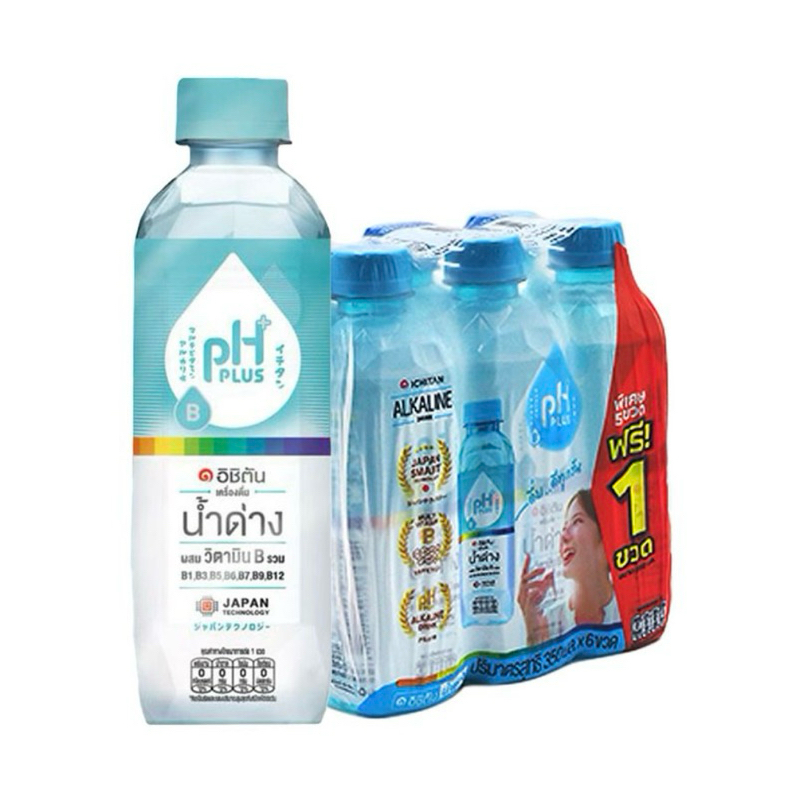 แพ็ค 6 ขวด อิชิตัน เครื่องดื่มน้ำด่างผสมวิตามินบี ขวดละ 350 มล.PH PLUS