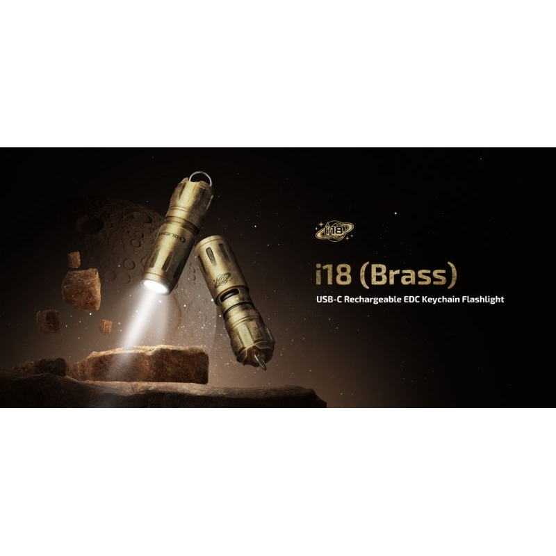 Olight i18 Brass USB-C Rechargeable EDC Keychain Flashlight