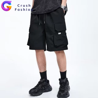Crush ผู้ชาย กางเกงคาร์โก้ขาสั้น ทรงหลวม พลัสไซซ์ แฟชั่นฤดูร้อน สไตล์เกาหลี ไซซ์ L - 5XL กางเกงขาสั้นผู้ชาย