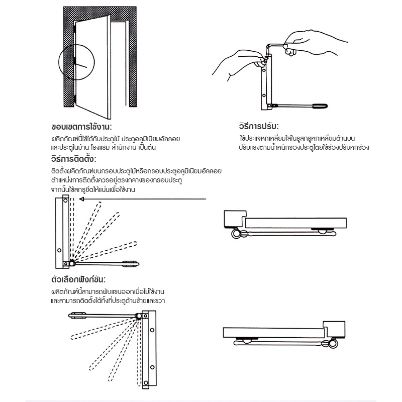 ที่ปิดประตูอัตโนมัติ ประตูแบบบานพับ ปิดประตูอัตโนมัติโดยไม่ใช้มือ ไร้เสียงรบกวน - รูปที่ 6