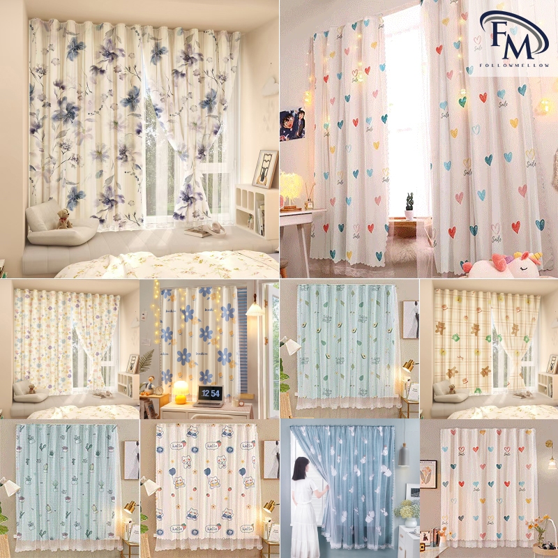 FM Hottest ม่าน ผ้าม่านตีนตุ๊กแก ผ้ากั้นห้อง ลายการ์ตูน สไตล์มินิมอล ไม่ต้องเจาะผนัง