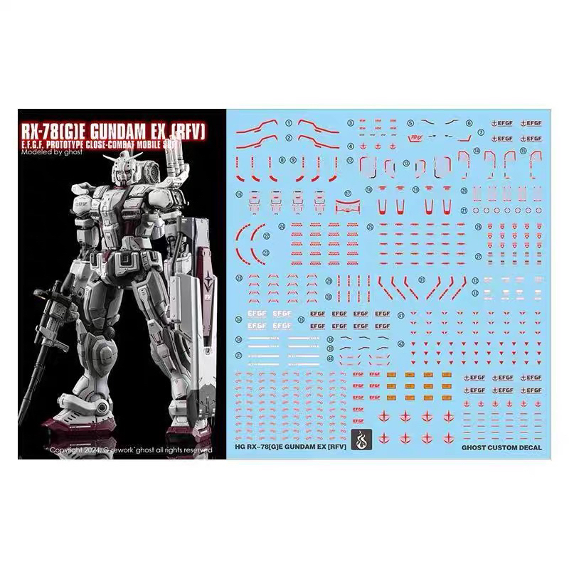 ดีคอลน้ำ DECAL [GHOST] HG 1/144 HG 1/144 Gundam EX netflix serie เรืองแสงแบล็คไลท์