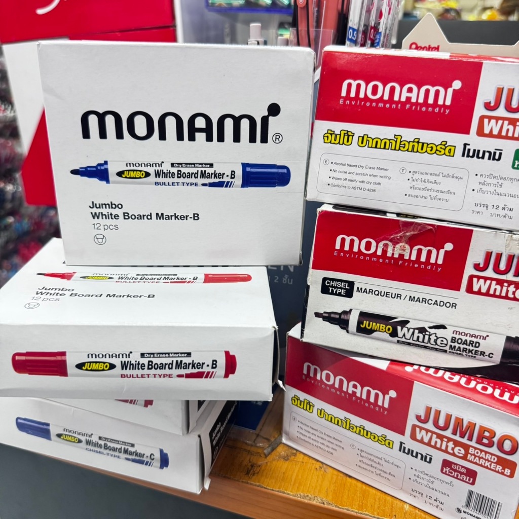 ปากกาไวท์บอร์ด จัมโบ้ Monami Jumbo whiteboard marker ยกกล่องปากกาเขียนไวท์บอร์ด ปากกาเขียนกระดานลบได