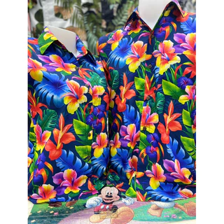 เสื้อคู่ เสื้อทีม ลายดอก 6859 ราคาส่ง สีชมพู สีฟ้า สีแดง