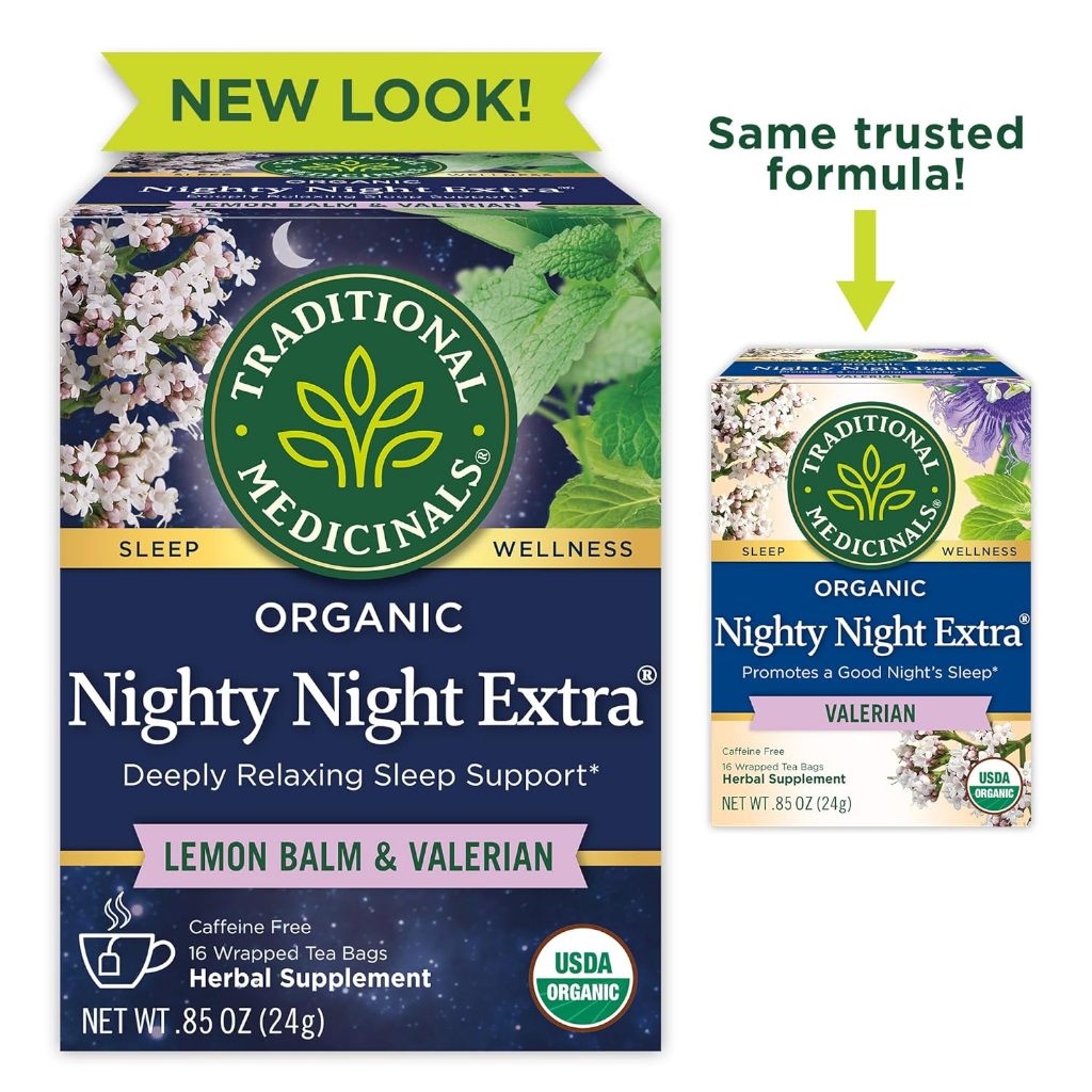 Traditional Medicinals Nighty Night Extra tea ชาส่งเสริมการนอนหลับสนิท ปราศจากคาเฟอีน บรรจุ 16 ถุง