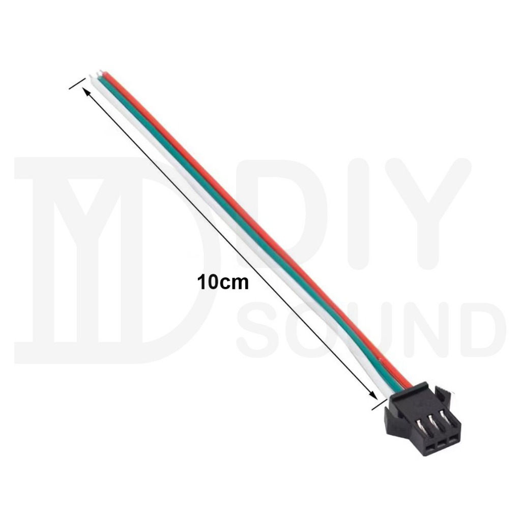 DIYsound 1 ชิ้น JST SM 3Pin Connectors หัวเมีย ขั้วต่อแม่หัว LED แบบไม่ต้องบัดกรี ยาว 10ซม. สำหรับไฟ LED WS2811 WS2812B