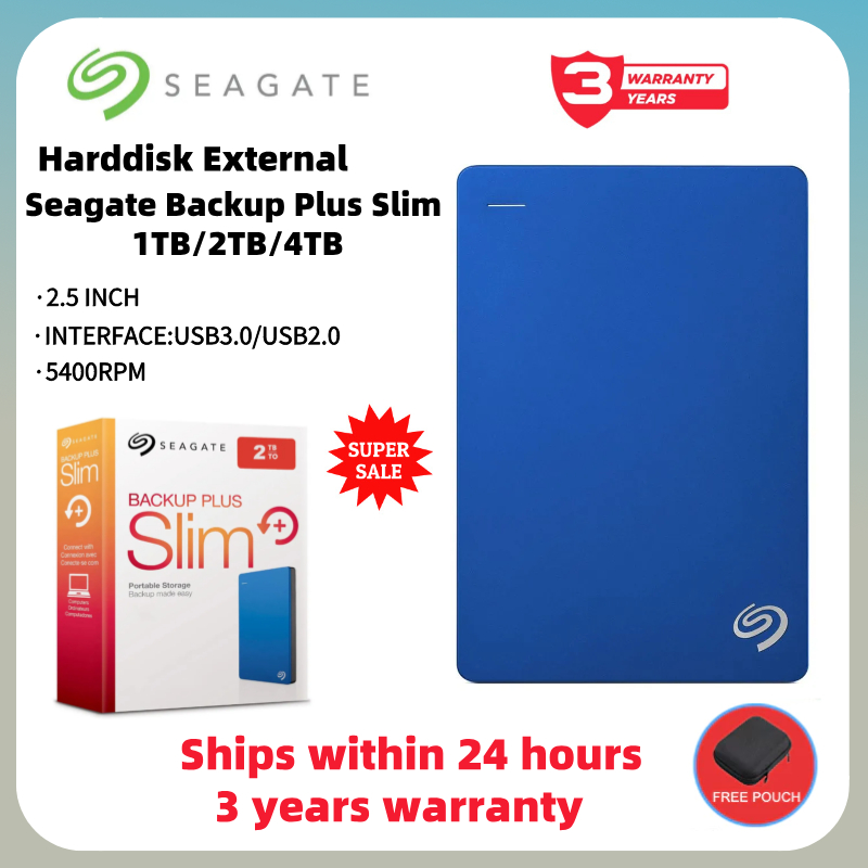 Storage tools！Seagate Backup Slim พร้อม USB3.0 1TB/2TB/4TB, Seagate Original ฮาร์ดไดรฟ์ภายนอก