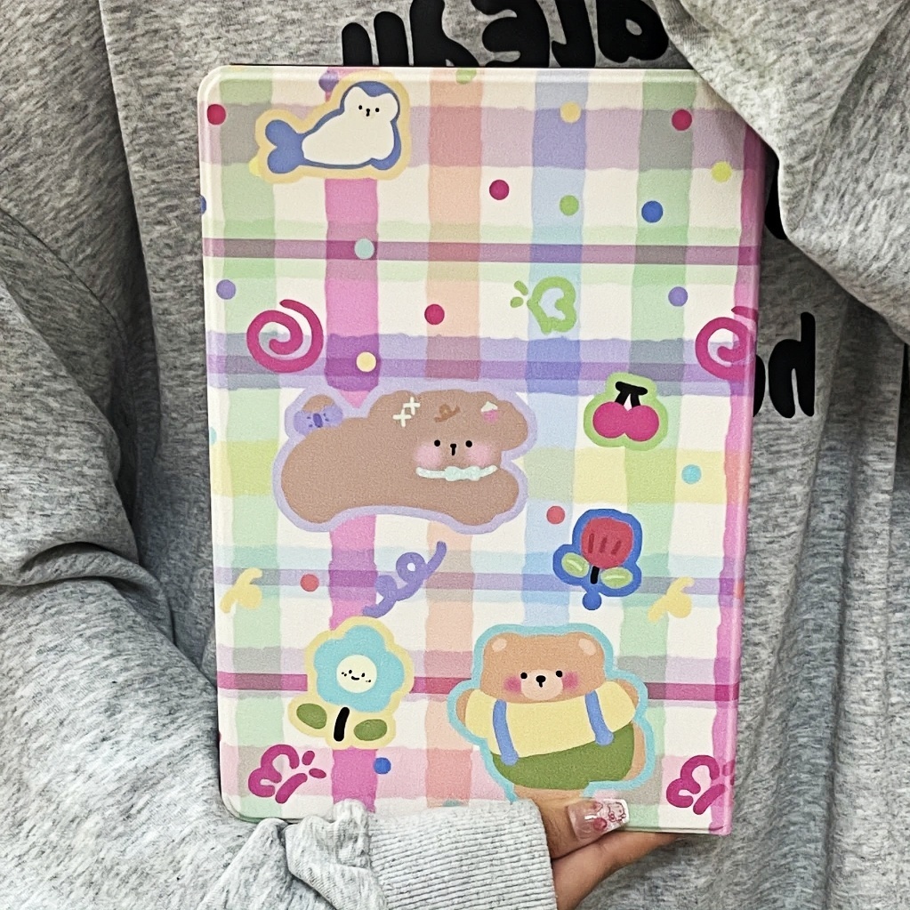 เคสไอแพด Gen10 ปาร์ตี้สัตว์ การหมุน 360° for iPad air7 11inch ลายสก็อต Pen Slot Air5 mini7 Gen11