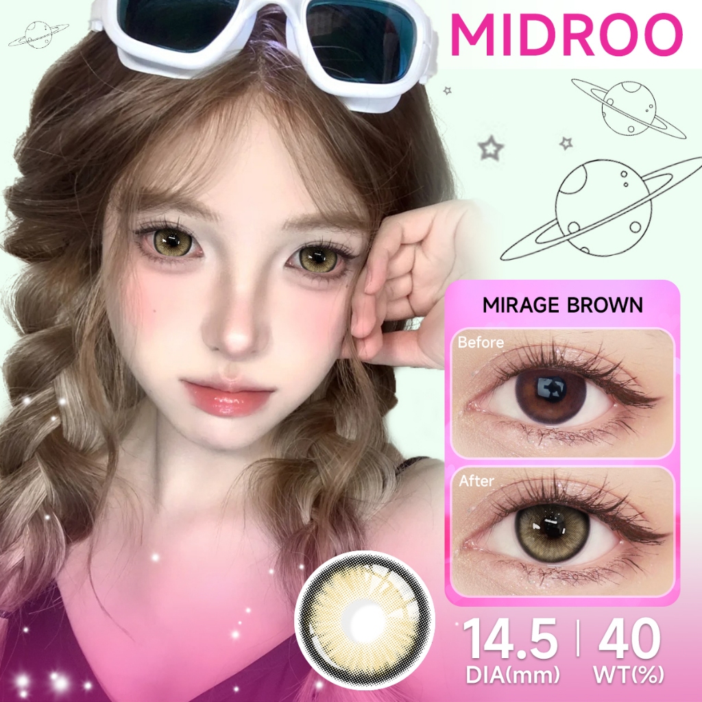 Midroo[COD] คอนแทคเลนส์สี [0.00~6.00] Fog Brown ขนาดมินิ 14.0/14.5mm-1 ค - รูปที่ 5