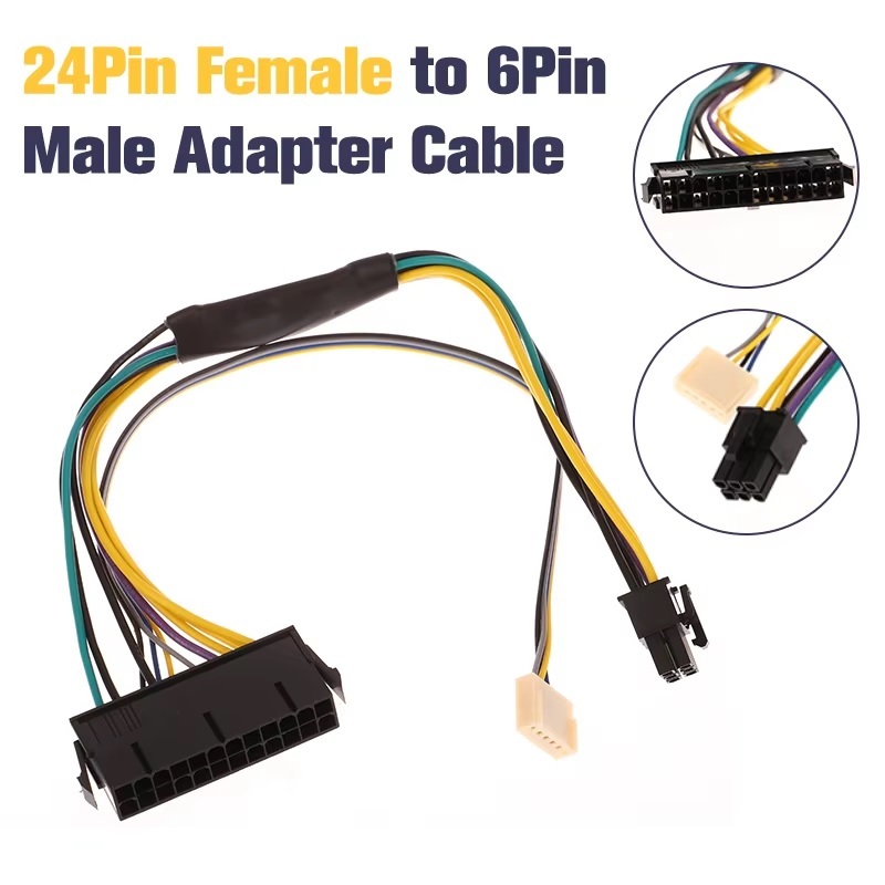 24Pin to 6Pin + Mini 6Pin ATX (V2) Motherboard Adapter Power For HP Series 4000 6005 8300 ProDesk 60