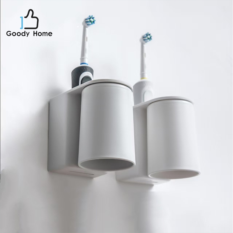 Goody Home ชุดที่วางแก้วน้ำ แปรงสีฟัน แบบแม่เหล็กสีขาว ติดผนังแบบไม่ต้องเจาะ