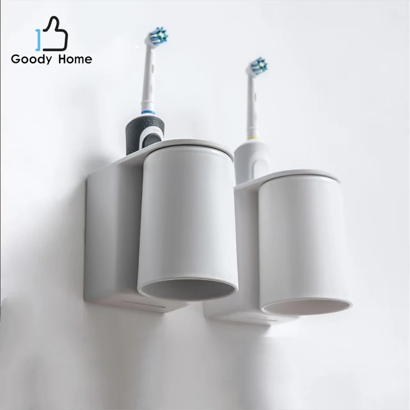 Goody Home ชุดที่วางแก้วน้ำ แปรงสีฟัน แบบแม่เหล็กสีขาว ติดผนังแบบไม่ต้องเจาะ