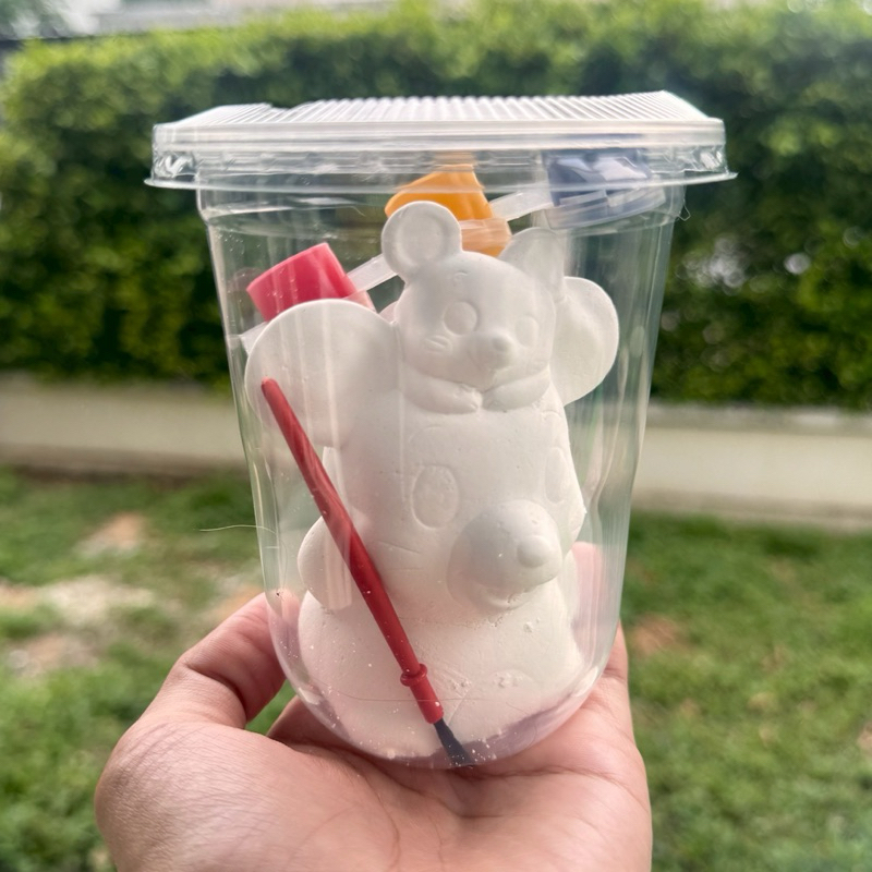 ปูนปลาสเตอร์พร้อมสีและพู่กัน คละแบบ 1 แก้ว ‼️คละแบบ ‼️คละลาย - รูปที่ 2