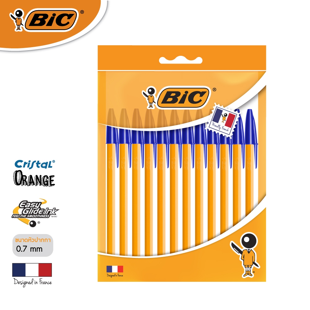 (ถูกที่สุด) BIC บิ๊ก ปากกา Orange ด้ามส้ม ปากกาลูกลื่น หมึกน้ำเงิน หัวปากกา 0.7 mm. จำนวน 12 ด้าม