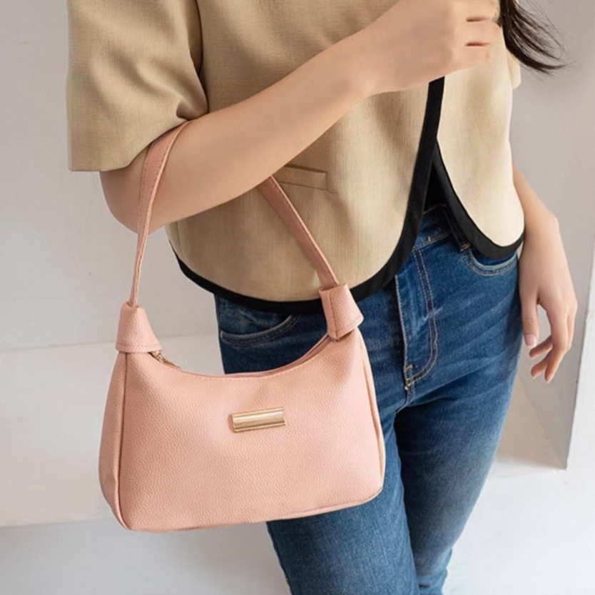 CITADEL   กระเป๋าสะพายไหล่ หนัง PU สีพื้น รุ่นคล้องไหล่ ความจุขนาดใหญ่ พร้อมส่ง B-023