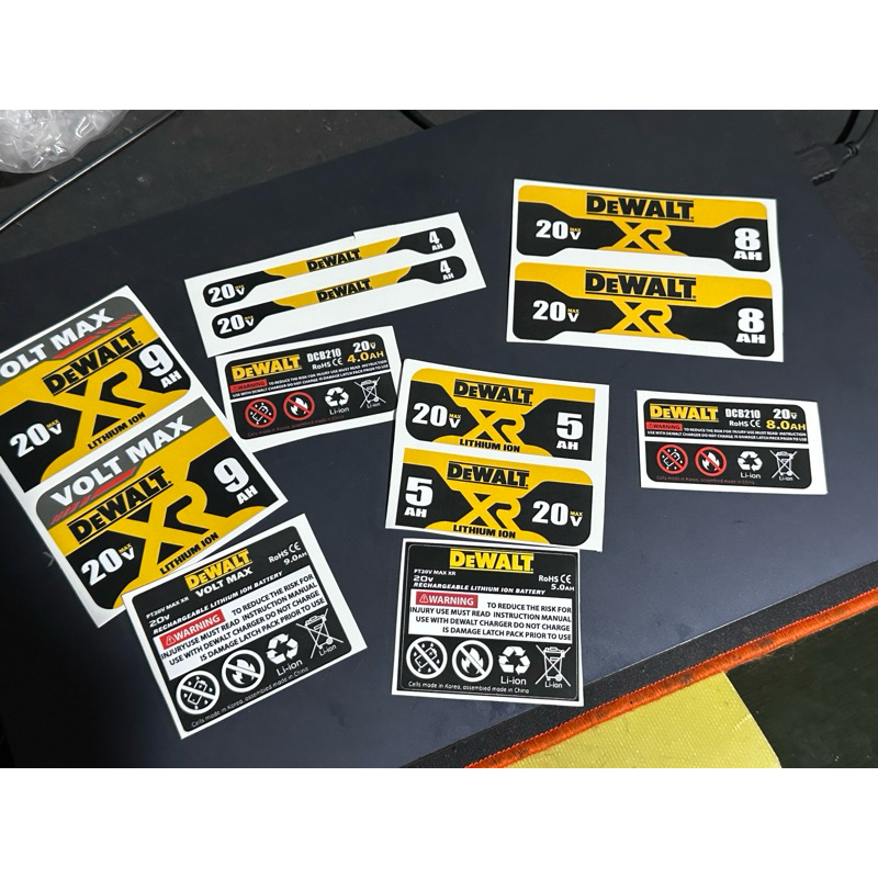 สติ๊กเกอร์สำหรับเคสแบตเตอรี่ทดแทน dewalt 18650 และ 21700