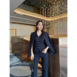 22000 Premium setsuit 3 ชิ้นสูท + เสื้อทรง vest กางเกงผ้าลายริ้ว