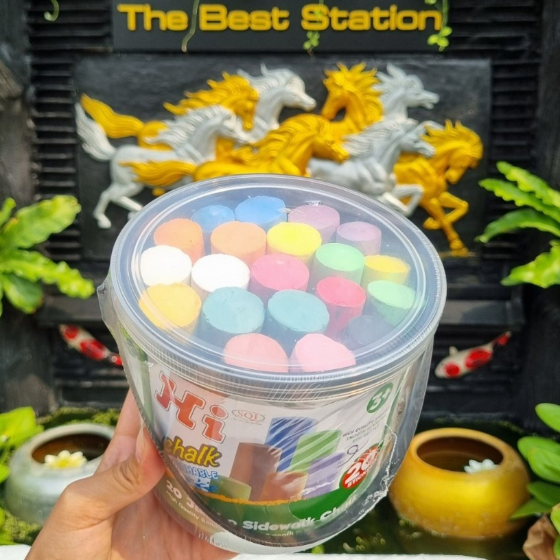 TheBestStation  ไฮ ชอล์กถังจัมโบ้ ชอล์กสีจัมโบ้ 20แท่ง (12สี)  Hi Chalk Jumbo 20Stick ส่งทุกวัน - รูปที่ 2